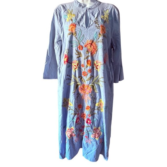 Johnny Was Camellia Embroidered Cotton Dress Size Small New With Tags - Picture 11 of 16